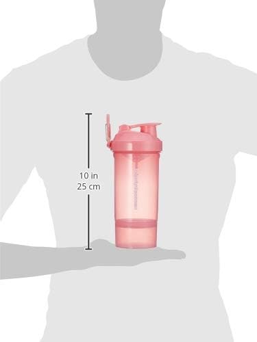 Smartshake O2GO ONE Plastic Protein Shaker Bottle 800 ml | 27 oz - Leakproof Screw-on Lid - BPA Free – Unisex - Light Pink