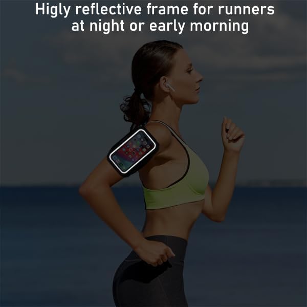 Phone Holder for Running-Arm Band for Running for iPhone & Samsung Galaxy, Cell Phone Armband Holder for Walking, Gym, Workout, Men, Women, w/Adjustable Strap & Zipper Pocket (Black-M)