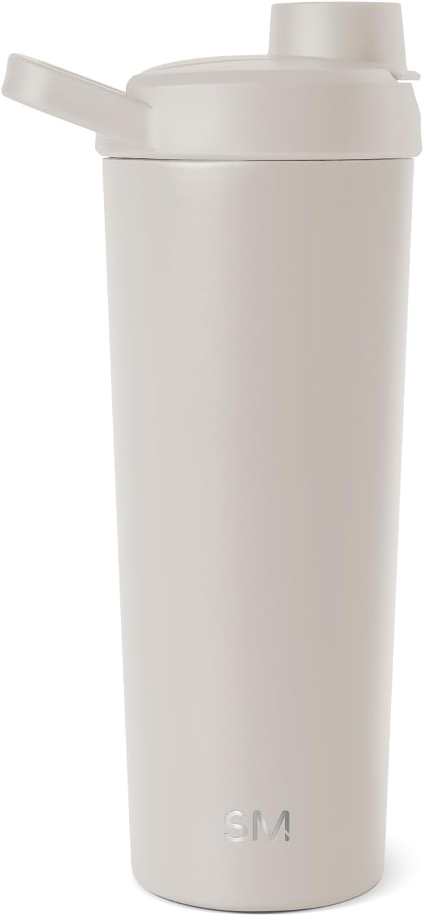 Simple Modern Stainless Steel Shaker Bottle with Ball 24oz | Metal Insulated Cup for Protein Mixes, Shakes and Pre Workout | Rally Collection | Almond Birch (Pack of 12)