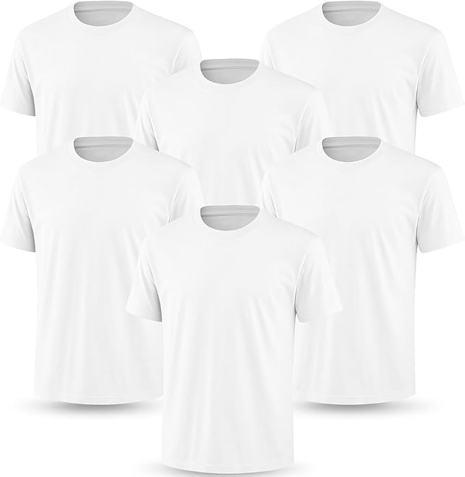 6-Pack Bulk Men’s T-Shirts – Soft Pre-Shrunk Premium Cotton, Short Sleeves, Reinforced Collar, Crew Neck, Casual Fit