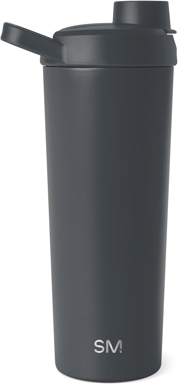Simple Modern Stainless Steel Shaker Bottle with Ball 24oz | Metal Insulated Cup for Protein Mixes, Shakes and Pre Workout | Rally Collection | Graphite