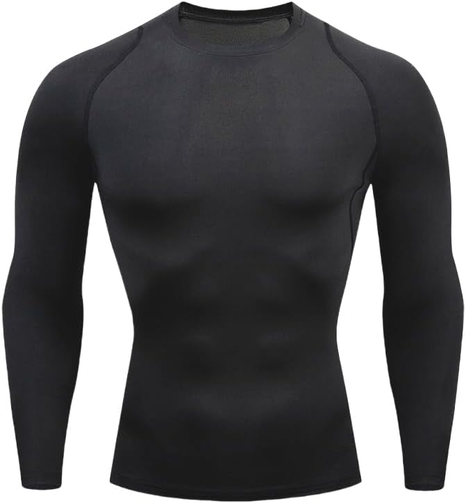 Men's Compression Shirt Long Sleeve Athletic Sports Shirt Quick-Drying Breathable Running Shirt for Fitness