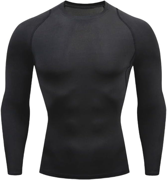 Men's Compression Shirt Long Sleeve Athletic Sports Shirt Quick-Drying Breathable Running Shirt for Fitness