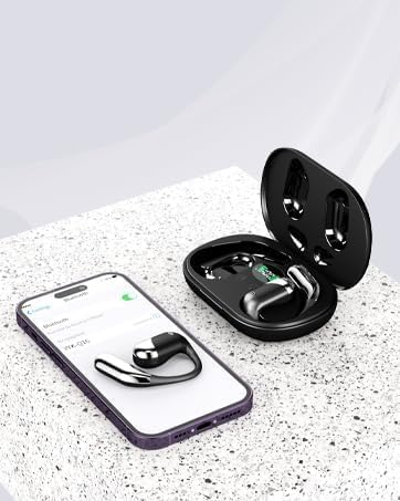 Open Ear Bluetooth 5.4 Headphones, Wireless Earbuds Sport Over Earphones with Ear Hooks 50H Playtime Ear Buds LED Display Charging Case, Waterproof Design for Running Fitness Walking