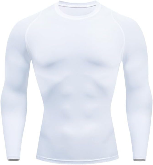 Men's Compression Shirt Long Sleeve Athletic Sports Shirt Quick-Drying Breathable Running Shirt for Fitness