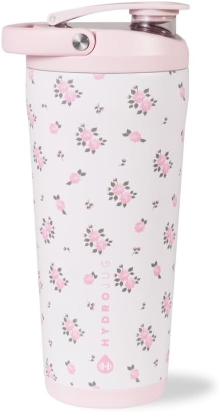 HydroJug 24 oz New Stainless Steel Shaker – Insulated, Leakproof, BPA-Free with Silent Mixing Grate – No Clumps, No Noise – Premium Shaker for Fitness, Sports & Everyday Use, Wildrose