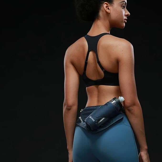PPZ sports waist bag with bottle rack, waterproof, 2 pockets, adjustable belt - suitable for running, fitness, jogging and outdoor activities (blue)