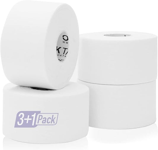 OK TAPE Athletic Sports Tape(4 Packs) - 45ft Per Roll Very Strong Tape for Athlete & Sport Trainers & First Aid Injury Wrap, Perfect for Fingers Ankles Wrist on Bat, Hockey Stick - White