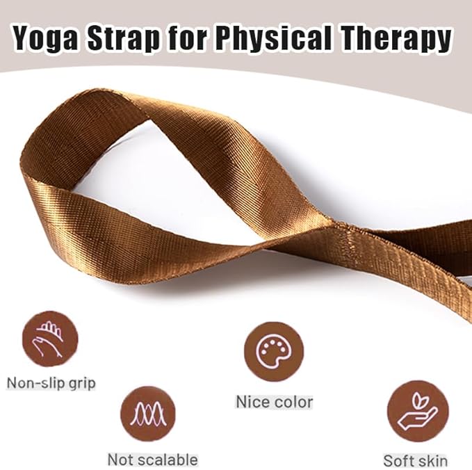 Oak-Sports Stretching Strap Yoga Strap for Physical Therapy with 10 Loops, Yoga Straps for Stretching, Upgraded Non-Elastic Stretch Band for Pilates, Dance and Gymnastics with Workout Guide