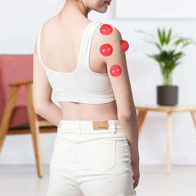 12 Piece Cupping Set Vacuum Cupping Therapy Set Stronger Suction for Myofascial Massage, Muscle, Nerve, Joint Pain Relief Facial Body Massage, Pain Relief, Muscle Relaxation Joint Pain(Red