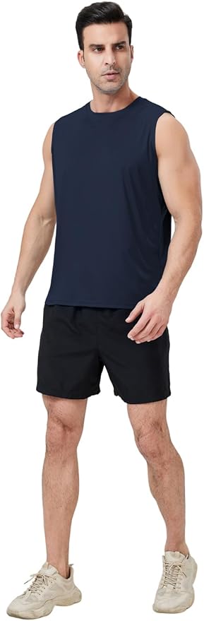Men's Sleeveless UPF 50+ Swim Shirts Quick Dry Workout Tank Top UV Protection Running Gym Muscle T Shirts