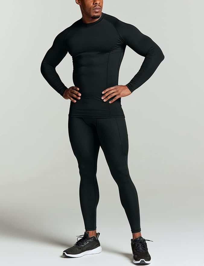 ATHLIO Men's UPF 50+ Long Sleeve Compression Shirts, Water Sports Rash Guard Base Layer, Athletic Workout Shirt