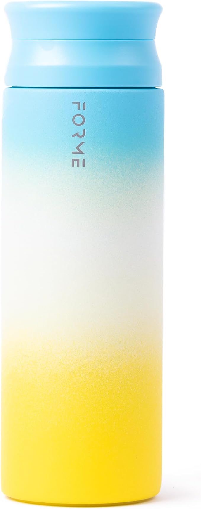 FORME - Shaker, 700ml Stainless Steel Protein Shaker, Double Walled Vacuum Insulated, Cold and Hot Drinks, Silent & Leak Proof, Fits Most Cup Holders (Gradient Yellow/White/Blue)