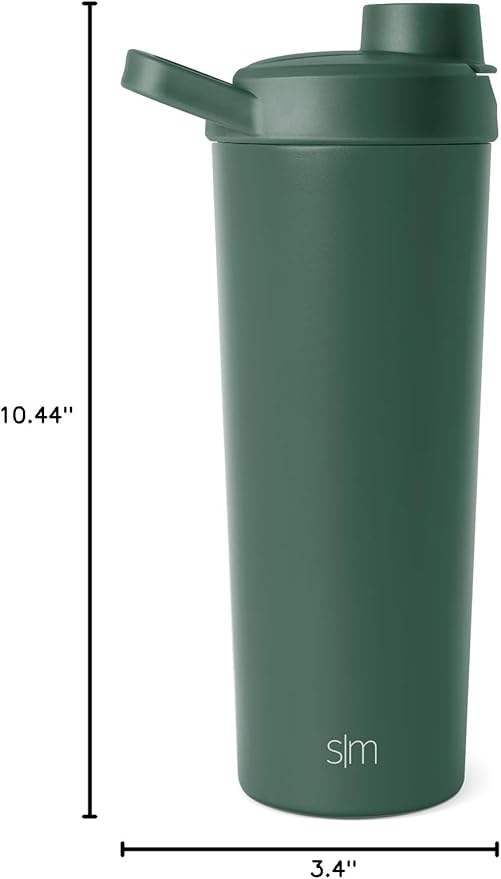 Simple Modern Stainless Steel Shaker Bottle with Ball 24oz | Metal Insulated Cup for Protein Mixes, Shakes and Pre Workout | Rally Collection | Forest (Pack of 12)