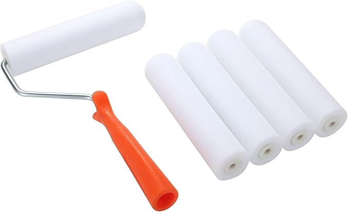 6 Inch Paint Roller,Foam Paint Roller with High Density Sponge Roller Refills, Frame, Tray, and Liner,Foam Roller for Painting Walls, Cabinets,Doors and Ceilings,Pack of 8