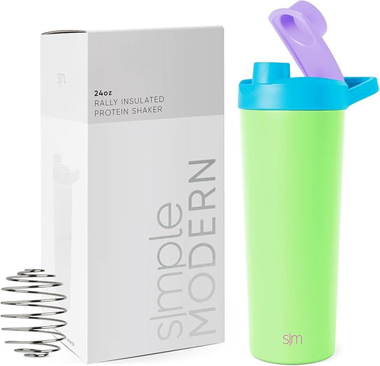 Simple Modern Stainless Steel Shaker Bottle with Ball 24oz | Metal Insulated Cup for Protein Mixes, Shakes and Pre Workout | Rally Collection | Baja Mix