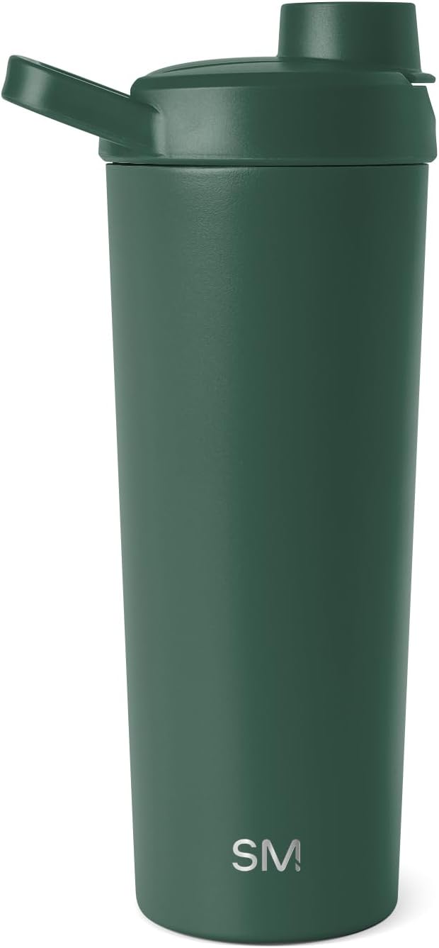 Simple Modern Stainless Steel Shaker Bottle with Ball 24oz | Metal Insulated Cup for Protein Mixes, Shakes and Pre Workout | Rally Collection | Forest (Pack of 12)