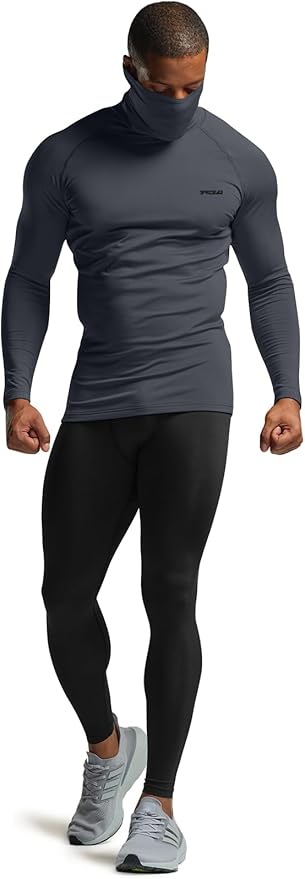 TSLA Men's Thermal Long Sleeve Compression Shirts, Mock/Turtleneck Winter Sports Running Base Layer Top