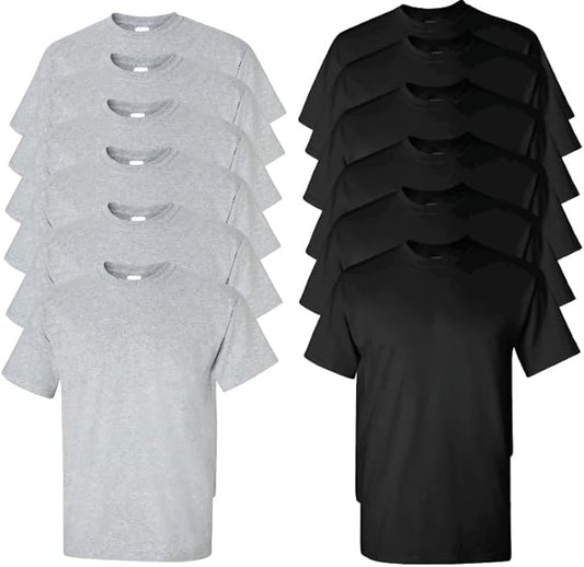 EVERYDAY TEES Men's Heavy Cotton Tee (Pack of 12), Assorted Mixed Color Small to 5XL