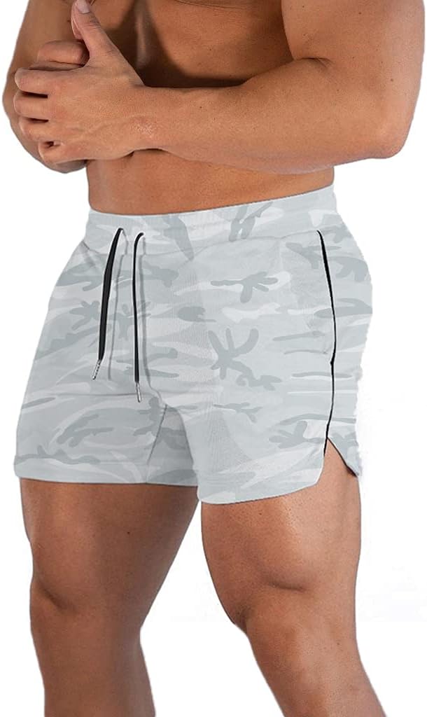 FLYFIREFLY Men's Gym Workout Shorts Running Lightweight Athletic Short Pants Bodybuilding Training