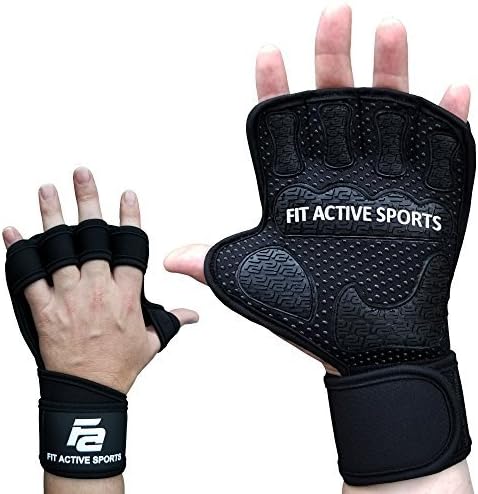 Fit Active Sports Gripper Weight Lifting Gloves with Wrist Wraps - Extra Grip & Padding for Lifting, Gym Workout, Cross Training Fitness, & Weightlifting. for Men & Women. No Calluses