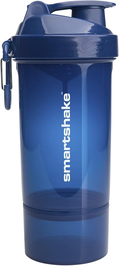 Smartshake O2GO ONE Plastic Protein Shaker Bottle 800 ml | 27 oz - Leakproof Screw-on Lid - BPA Free – Unisex - Navy Blue