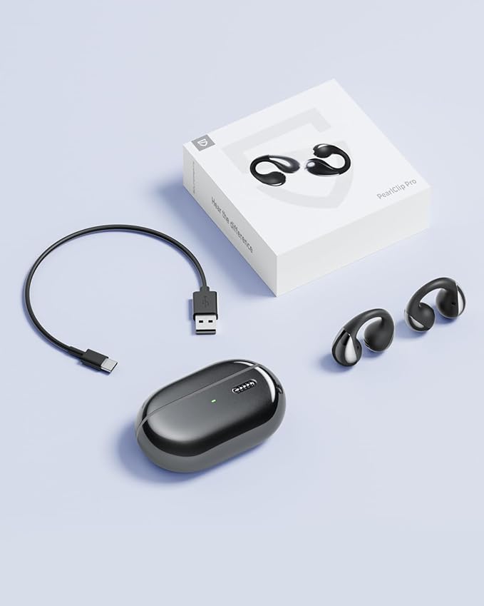 SoundPEATS PearlClip Pro Ear Ultra Open Ear Earbuds Wireless Headphones Bluetooth 5.4 Earphones Clip On Ear Buds with Mic, IPX5 Waterproof, 24 Hrs Play for Running Cycling Fitness