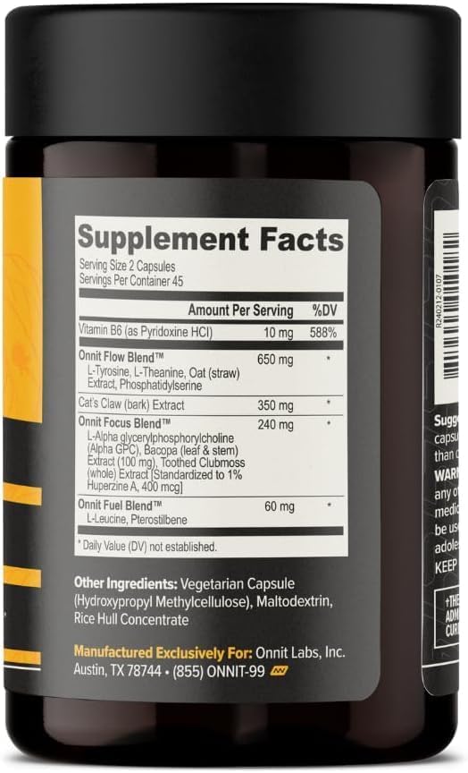 ONNIT Alpha Brain Nootropic Brain Supplement for Men & Women, IGEN™ Non-GMO Tested | Memory, Mental Clarity & Cognitive Improvement | Focus Capsules with L-Theanine, Vitamin B6 (90 Count)