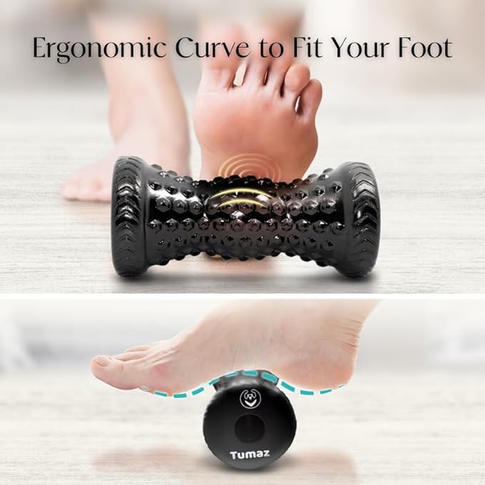 Tumaz Massage Ball & Foot Roller 3-in-1 Set with Spiky Ball, Lacrosse Ball, Massage Roller - Ergonomic Design to Relieve Plantar Fasciitis, Foot Massager for Deep and Superficial Muscle Pain