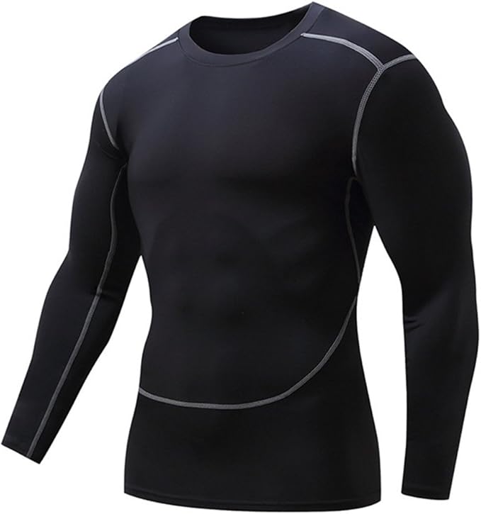Men's Soft Slim Long Sleeve Dry-Fit Compression Gym Trainning Shirt