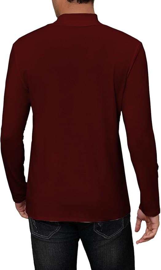 Mens Mock Turtleneck Long Sleeve Slim Fit Shirts Basic Casual Undershirts Lightweight Pullover