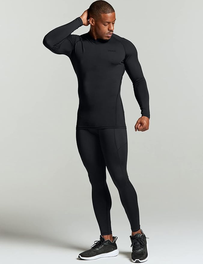 TSLA Men's Thermal Long Sleeve Compression Shirts, Athletic Base Layer Top, Winter Gear Running T-Shirt