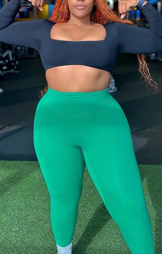 Aoxjox High Waisted Workout Leggings for Women Tummy Control Buttery Soft Yoga Metamorph Deep V Pants 26"