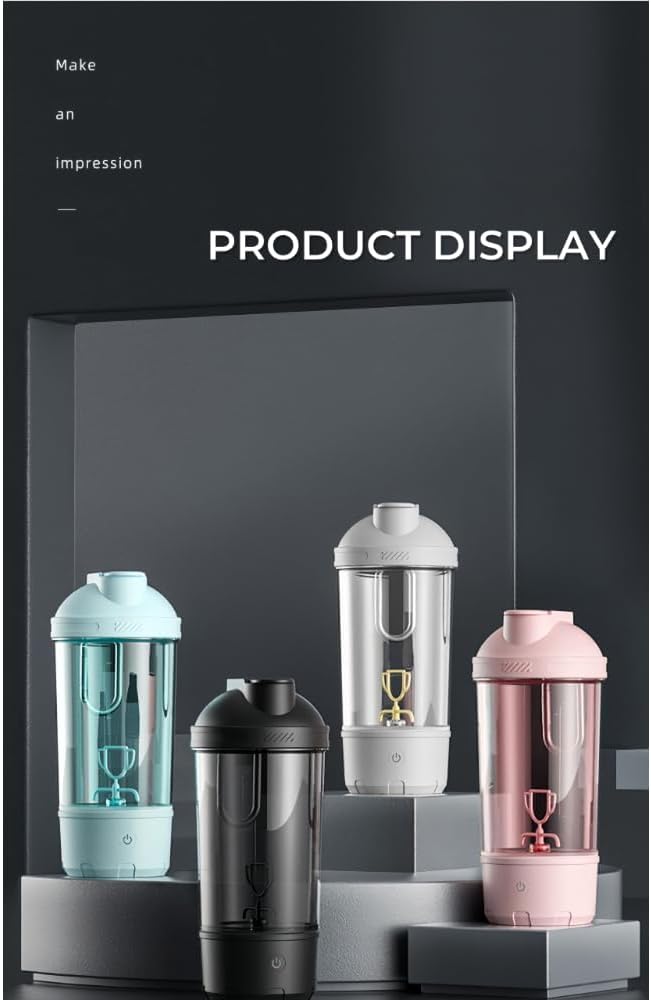 Electric Protein Shaker Bottle Automatic Stirring Mug Tritan Materia Cup Sports Health Cup Waterproof Rechargeable Cup (Black)