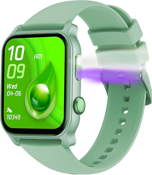 QTLLBT 8 Language Translation smartwatch Bluetooth Call (Answer Make Call) Flashlight 300MAH Fitness Tracker IP68 Waterproof 100 Sports Heart Rate Monitor for Android iPhone Women smartwatch (Green)