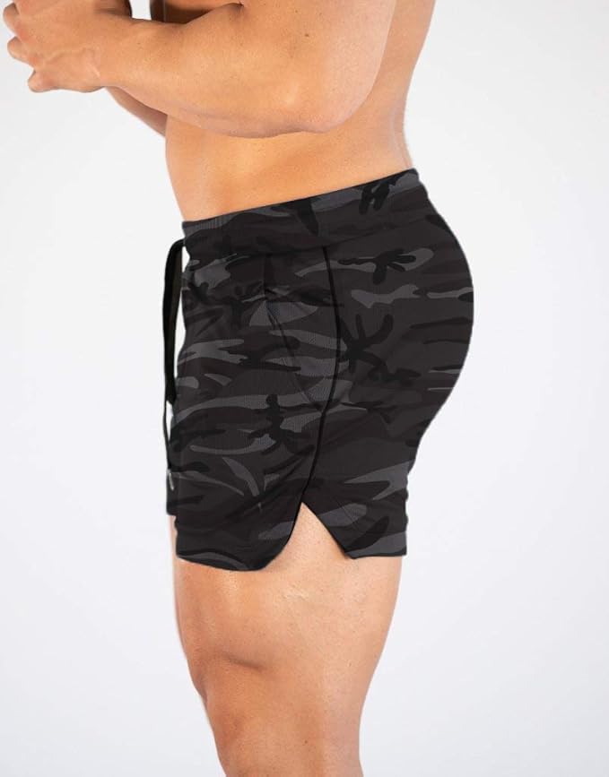 FLYFIREFLY Men's Gym Workout Shorts Running Lightweight Athletic Short Pants Bodybuilding Training