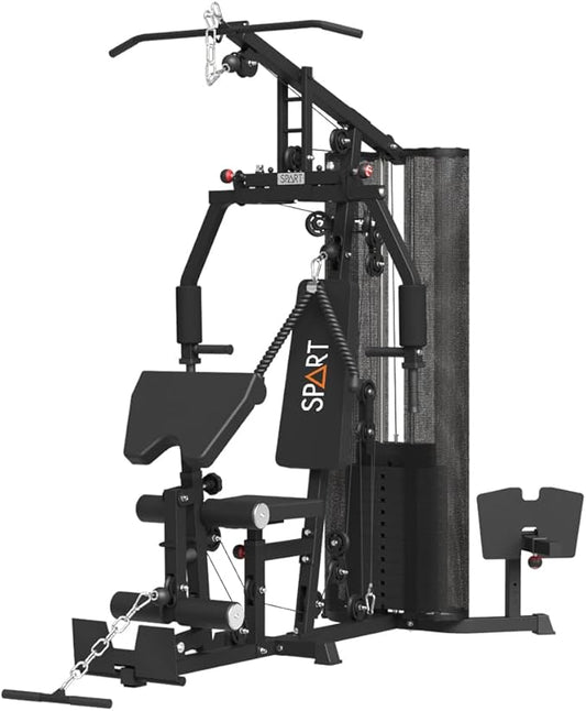 SPART Home Gym, Multifunctional Home Gym Equipment, Workout Station with 160LBS Weight Stack for Leg Press & Chest Fly, All in One Workout Machine Full Body Strength Training with Pulley System