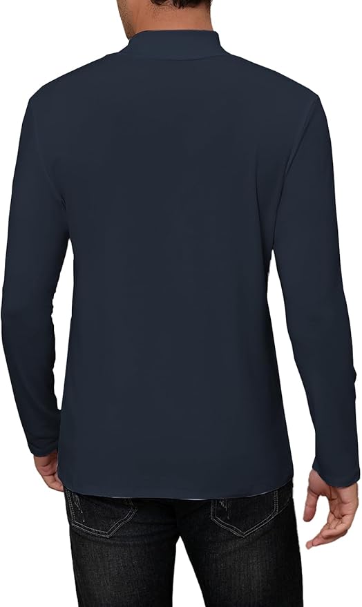 Mens Mock Turtleneck Long Sleeve Slim Fit Shirts Basic Casual Undershirts Lightweight Pullover