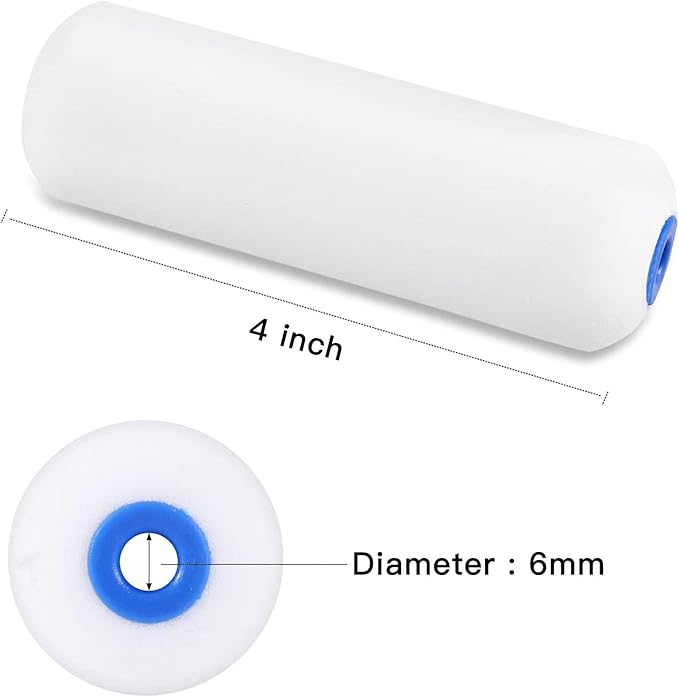 Mister Rui 10 Pack 4 Inch High Density Foam Paint Roller Covers - Small Mini Rollers for Painting Walls, Cabinets, Cupboards, Doors