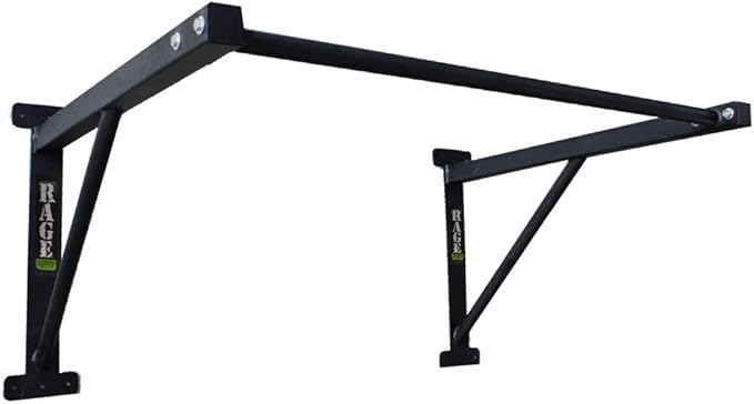Rage Fitness Heavy-Duty Wall Mounted Pull Up Bar - 500 lbs Weight Capacity | Maintain Upper Body Strength & Core Stability | Space Efficient Steel Chin Up Black Bar for Home & Gym Versatile Workouts