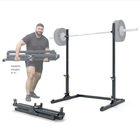 Verse Agile Rack - Portable Multipurpose Squat Rack Bench Press Barbell Rack - Heavy Duty Holds Up To 700lbs - 2 Min Set Up - Folds for Easy Storage - Perfect for Home Gyms & Training Studios