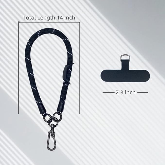 Phone Lanyard Wrist Strap Phone Strap Wrist Lanyard for Cell Phone Around the Hand with Lanyard Patch (Black Reflective)
