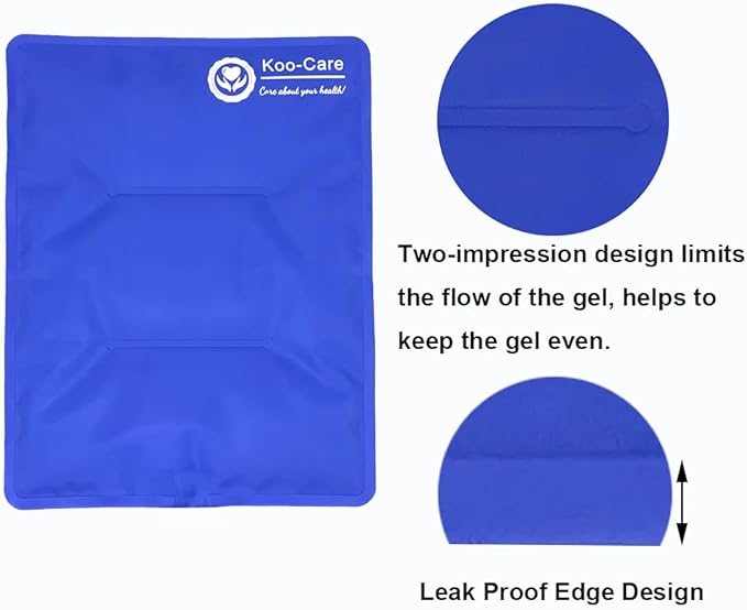 Koo-Care Large Flexible Gel Ice Pack & Wrap with Straps for Hot Cold Therapy - Pain Relief for Shoulder Rotator Cuff, Back, Hip, Knee Replacement Surgery, Shin Splint Injuries Reusable - 11" x 14"
