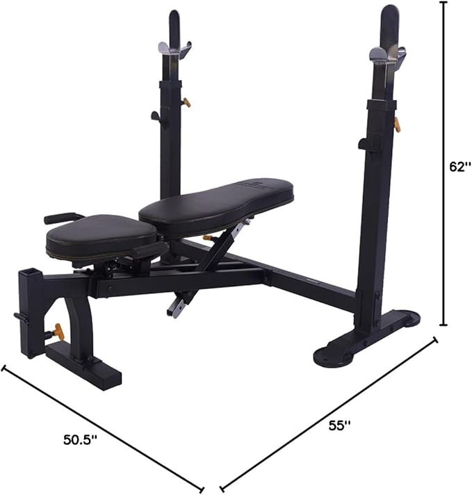 PowerTec Workbench Olympic Weight Bench Press for Home Gym WB-OB16 - Adjustable Workout Bench with 9 Horizontal, Vertical Positions, 7 Incline Positions, Decline - Fitness Equipment