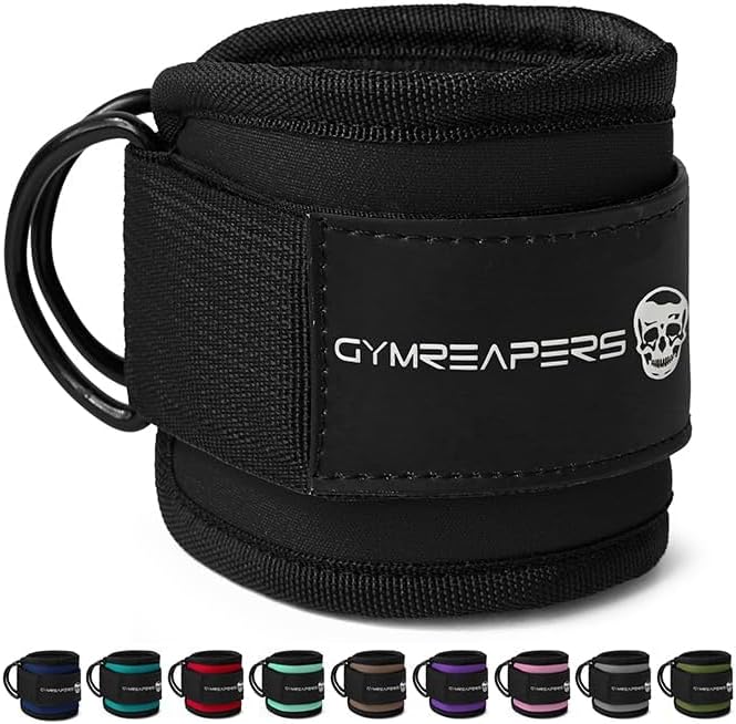 Gymreapers Ankle Straps For Cable Machine Kickbacks, Glute Workouts, Lower Body Exercises - Adjustable Leg Straps with Neoprene Padding