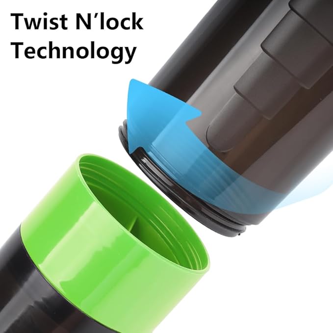 Shaker Bottle, Leak Proof Shaker Bottle for Protein Mixes,16oz 3 Layer Twist Off Cup with Pill & Supplement Storage, Gym Sports Cup for Protein Powder, Green