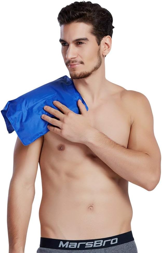 Koo-Care Large Flexible Gel Ice Pack & Wrap with Straps for Hot Cold Therapy - Pain Relief for Shoulder Rotator Cuff, Back, Hip, Knee Replacement Surgery, Shin Splint Injuries Reusable - 11" x 14"