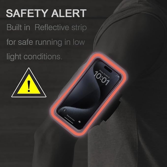 JEMACHE Slim Running Phone Armband for iPhone 17 16 15 14 13 Pro Max, Samsung Galaxy S25 S24 S23 S22 Ultra/Plus with Earphone Holder (Orange) S