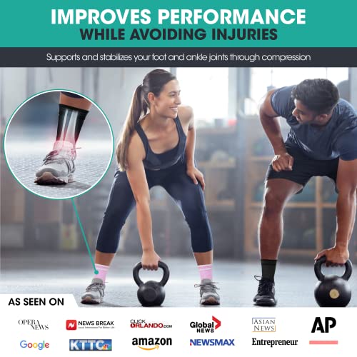 Modvel Foot & Ankle Brace Socks for Sprained Ankle Compression Sleeve - Foot Support for Women & Men - Tendonitis & Arthritis Ankle Brace Sports Running, Torn Ligaments & Women Stabilizing Ankle Wrap