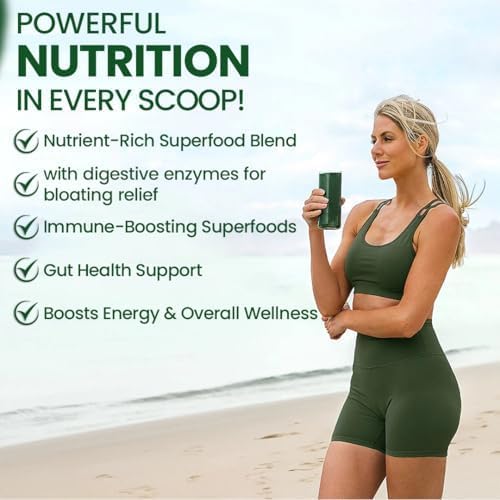 Superfood Reds & Greens Powder - 11.64 oz, Prebiotics & Probiotics for Digestive Health, Super Greens Powder with Ashwagandha for Gut Health, Immunity, Antioxidants, Vegan, Non-GMO